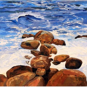 Shazia Munir, 18 x 18 Inch, Oil on Canvas, Seascape Painting, AC-SZR-004